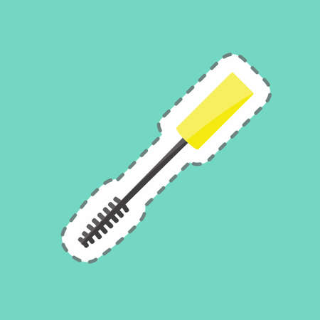 Sticker line cut Mascara Brush. suitable for beauty care symbol. simple design editable. design template vector. simple symbol illustrationのイラスト素材
