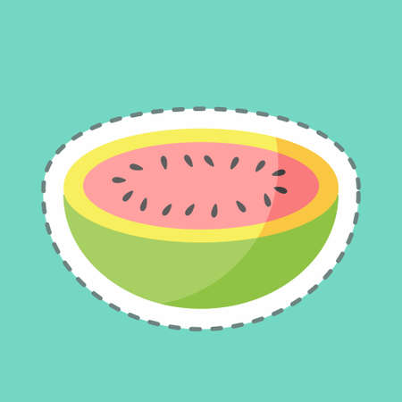 Sticker line cut Melon. suitable for Fruits and Vegetables symbol. simple design editable. design template vector. simple symbol illustrationのイラスト素材
