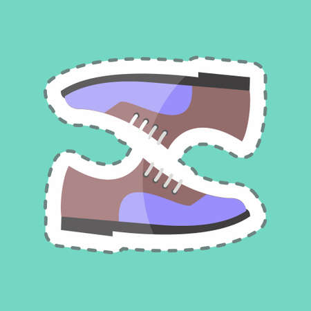 Sticker line cut Pair of Shoes. suitable for men accessories symbol. simple design editable. design template vector. simple symbol illustrationのイラスト素材