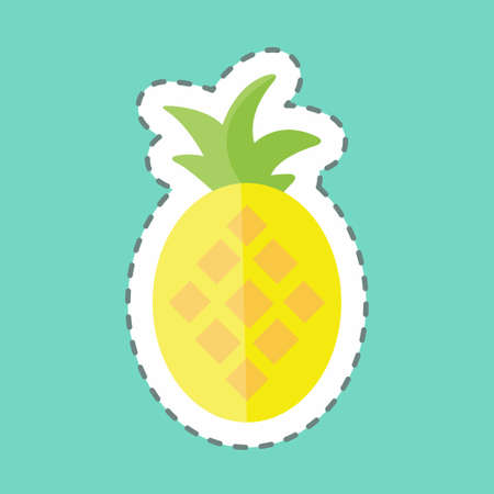 Sticker line cut Pineapple. suitable for Fruits and Vegetables symbol. simple design editable. design template vector. simple symbol illustrationのイラスト素材