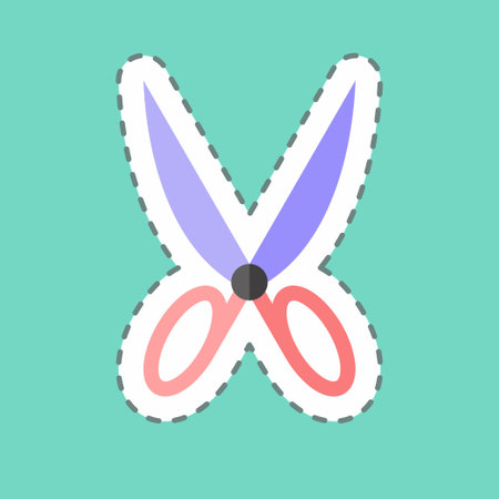 Sticker line cut Pair of Scissors 1. suitable for Tailor symbol. simple design editable. design template vector. simple symbol illustrationのイラスト素材