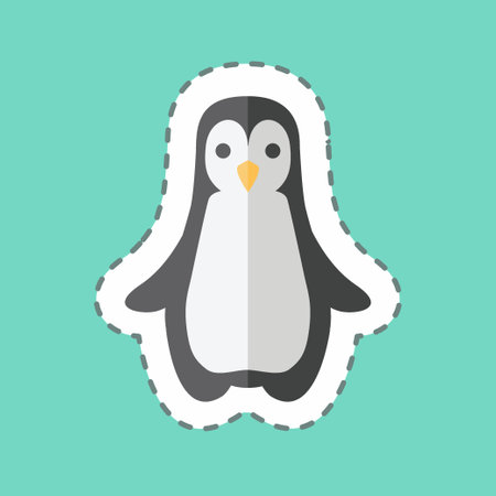 Sticker line cut Penguin. suitable for Animal symbol. simple design editable. design template vector. simple symbol illustrationのイラスト素材