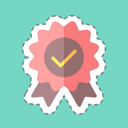 Sticker line cut Quality Verified. suitable for Programming symbol. simple design editable. design template vector. simple symbol illustrationのイラスト素材