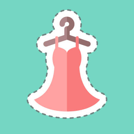Sticker line cut Stitched Dress. suitable for Tailor symbol. simple design editable. design template vector. simple symbol illustrationのイラスト素材
