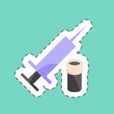 Sticker line cut Vaccine. suitable for Community symbol. simple design editable. design template vector. simple symbol illustrationのイラスト素材