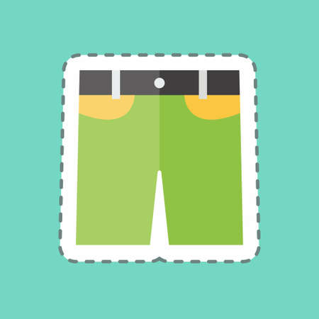 Sticker line cut Shorts. suitable for men accessories symbol. simple design editable. design template vector. simple symbol illustrationのイラスト素材
