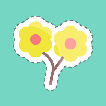 Sticker line cut Small flowers. suitable for garden symbol. simple design editable. design template vector. simple symbol illustrationのイラスト素材