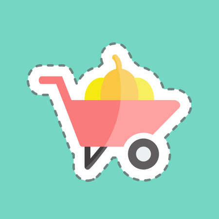 Sticker line cut Wheelbarrow. suitable for Garden symbol. simple design editable. design template vector. simple symbol illustrationのイラスト素材