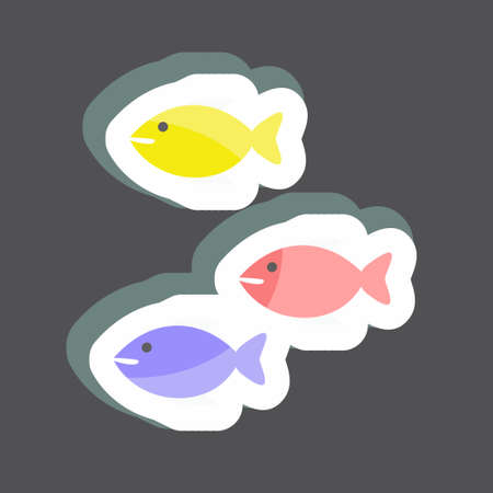 Sticker Small Fish. suitable for Sea symbol. simple design editable. design template vector. simple symbol illustrationのイラスト素材