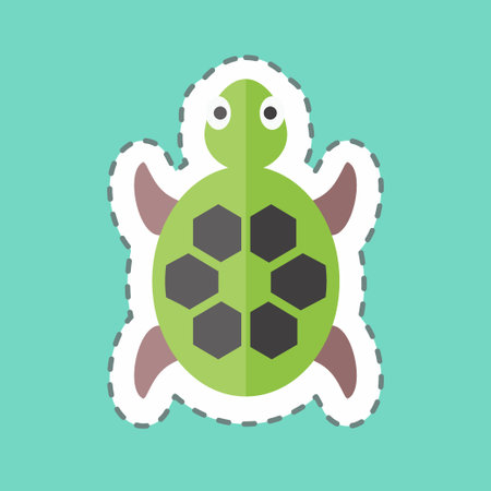 Sticker line cut Turtle. suitable for animal symbol. simple design editable. design template vector. simple symbol illustrationの写真素材