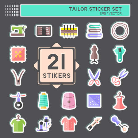Tailor Sticker Set. suitable for Tailor symbol. simple design editable. design template vector. simple symbol illustrationのイラスト素材