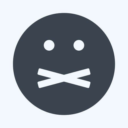 Icon Emoticon Mute. suitable for Emoticon symbol. glyph style. simple design editable. design template vector. simple symbol illustrationのイラスト素材