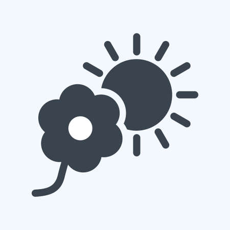 Icon Flower in sunlight. suitable for garden symbol. glyph style. simple design editable. design template vector. simple symbol illustrationのイラスト素材