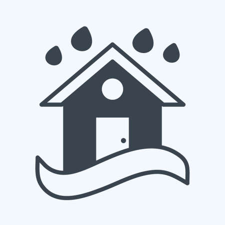 Icon Heavy Rain and Flood. suitable for disasters symbol. glyph style. simple design editable. design template vector. simple symbol illustrationのイラスト素材