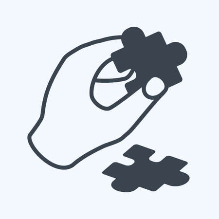 Icon Holding Puzzle Piece. suitable for Hand Actions symbol. glyph style. simple design editable. design template vector. simple symbol illustrationのイラスト素材