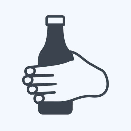 Icon Holding Bottle. suitable for Hand Actions symbol. glyph style. simple design editable. design template vector. simple symbol illustrationのイラスト素材