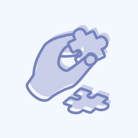 Icon Holding Puzzle Piece. suitable for Hand Actions symbol. two tone style. simple design editable. design template vector. simple symbol illustrationのイラスト素材