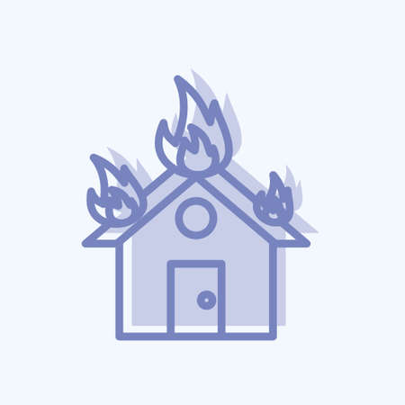 Icon House on Fire. suitable for disasters symbol. two tone style. simple design editable. design template vector. simple symbol illustrationのイラスト素材