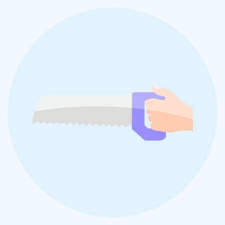 Icon Holding Saw. suitable for Hand Actions symbol. flat style. simple design editable. design template vector. simple symbol illustrationのイラスト素材