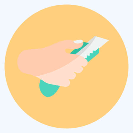 Icon Holding Paper Cutter. suitable for Hand Actions symbol. flat style. simple design editable. design template vector. simple symbol illustrationのイラスト素材