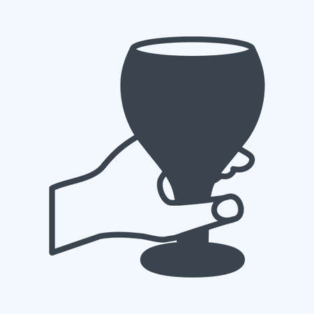 Icon Holding Wine Goblet. suitable for Hand Actions symbol. glyph style. simple design editable. design template vector. simple symbol illustrationのイラスト素材
