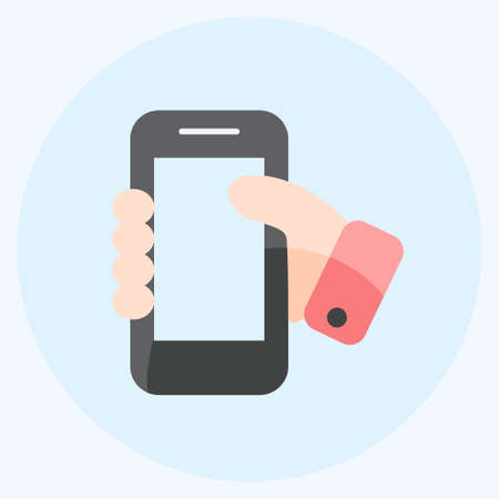 Icon Holding Smartphone. suitable for Web Interface symbol. flat style. simple design editable. design template vector. simple symbol illustrationの写真素材