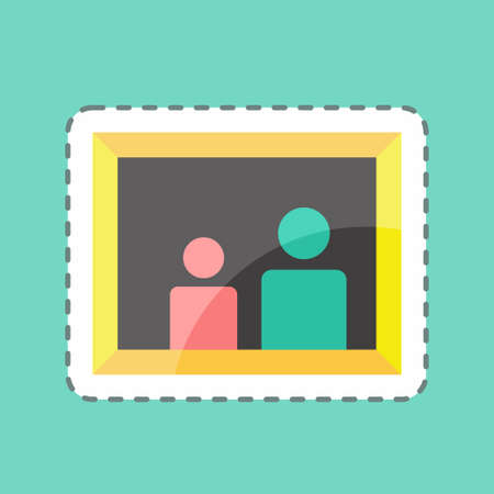 Sticker line cut Family Picture. suitable for Art symbol. simple design editable. design template vector. simple illustrationのイラスト素材