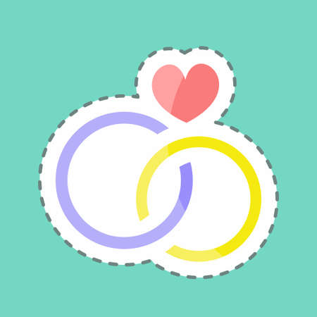 Sticker line cut Wedding Photoshoot. suitable for Art symbol. simple design editable. design template vector. simple illustrationのイラスト素材