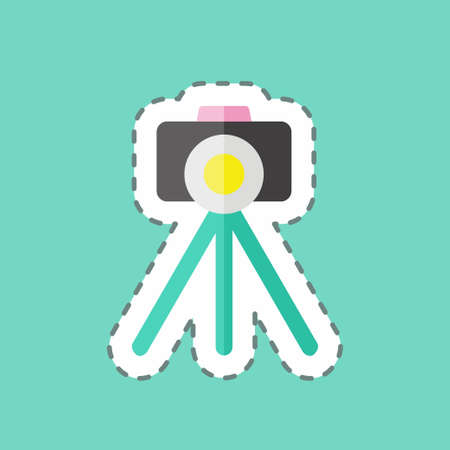 Sticker line cut Tripod. suitable for Art symbol. simple design editable. design template vector. simple illustrationのイラスト素材