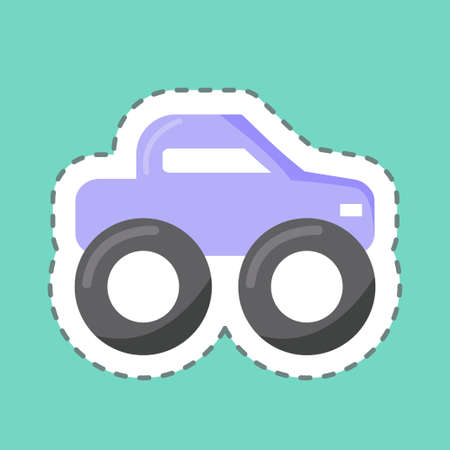 Sticker line cut Monster Truck. suitable for Education symbol. simple design editable. design...