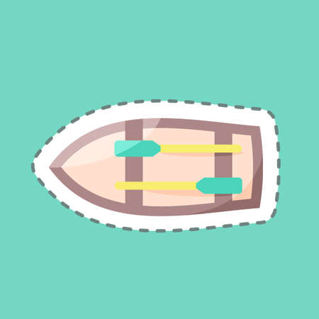 Sticker line cut Dinghy. suitable for Education symbol. simple design editable. design template vector. simple illustrationのイラスト素材