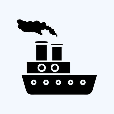 Icon Steamboat. suitable for Education symbol. glyph style. simple design editable. design template vector. simple illustrationのイラスト素材