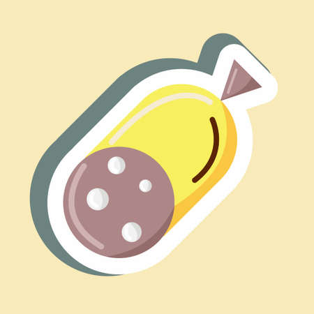 Sticker Salami. suitable for Meat. simple design editable. design template vector. simple illustrationのイラスト素材