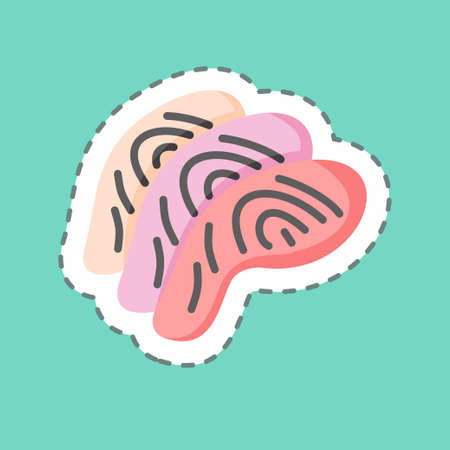 Sticker line cut Fish Fillet. suitable for Meat. simple design editable. design template vector. simple illustrationのイラスト素材