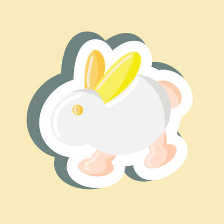 Sticker Rabbit. suitable for Meat. simple design editable. design template vector. simple illustrationのイラスト素材