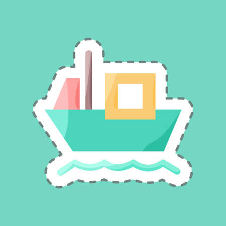 Sticker line cut Cargo Barge. suitable for education symbol. simple design editable. design template vector. simple illustrationのイラスト素材