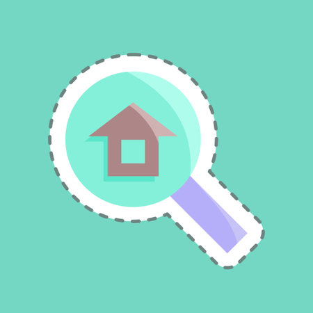 Sticker line cut Search. suitable for education symbol. simple design editable. design template vector. simple illustrationのイラスト素材