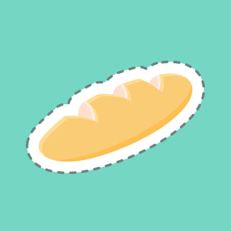 Sticker line cut Bread. suitable for Bakery symbol. simple design editable. design template vector. simple illustrationのイラスト素材