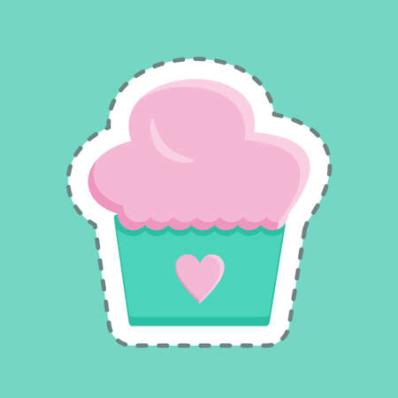 Sticker line cut Muffin. suitable for Bakery symbol. simple design editable. design template vector....