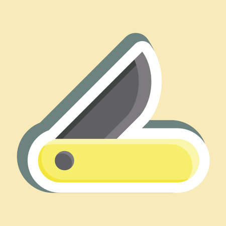Sticker Clasp-Knife. suitable for education. simple design editable. design template vector. simple illustrationのイラスト素材
