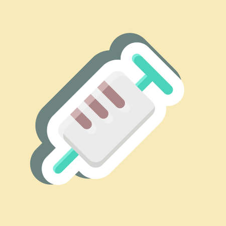 Sticker Syringe. suitable for medicine symbol. simple design editable. design template vector. simple illustrationのイラスト素材