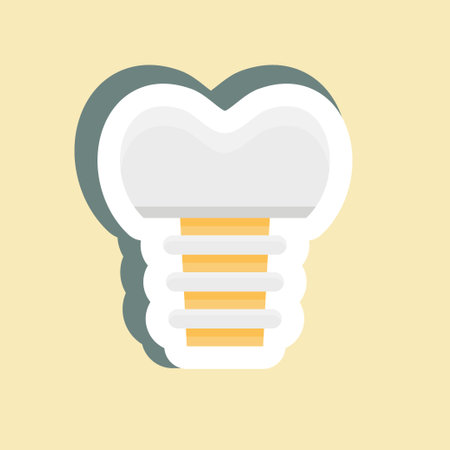 Sticker Dental Implant. suitable for medicine symbol. simple design editable. design template vector. simple illustrationのイラスト素材