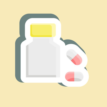 Sticker Pills. suitable for medicine symbol. simple design editable. design template vector. simple illustrationのイラスト素材
