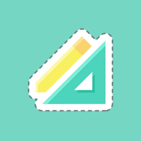 Sticker line cut Pencil and Ruler. suitable for building symbol. simple design editable. design template vector. simple illustrationのイラスト素材