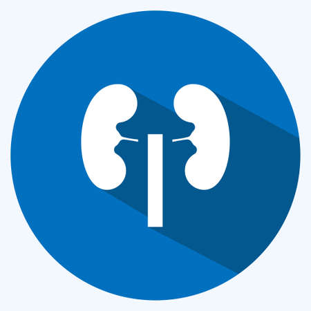Icon Kidney. suitable for education symbol. long shadow style. simple design editable. design template vector. simple illustrationのイラスト素材