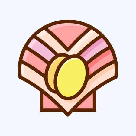 Icon Scallop. suitable for seafood symbol. flat style. simple design editable. design template vector. simple illustrationのイラスト素材
