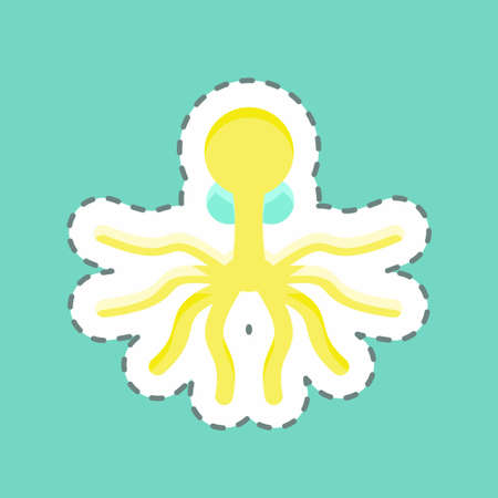 Sticker line cut Oktopus. suitable for seafood symbol. simple design editable. design template vector. simple illustrationのイラスト素材