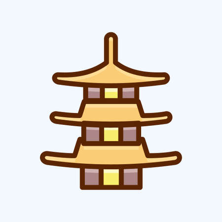 Icon Pagoda. suitable for Japanese symbol. flat style. simple design editable. design template vector. simple illustrationのイラスト素材