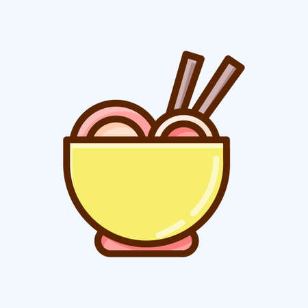 Icon Ramen. suitable for Japanese symbol. flat style. simple design editable. design template vector. simple illustrationのイラスト素材