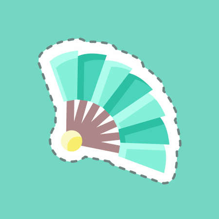 Sticker line cut Hand Fan. suitable for Japanese symbol. simple design editable. design template vector. simple illustrationのイラスト素材